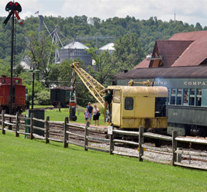 View of train cars at the WK&S Railroad in Kempton PA