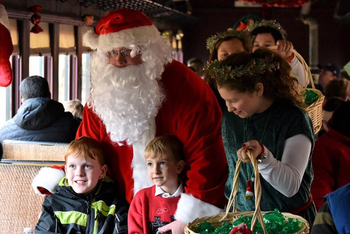 Santa and his elves on the Santa Express in Kempton PA