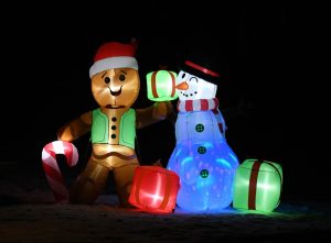 holiday decor outside the train station