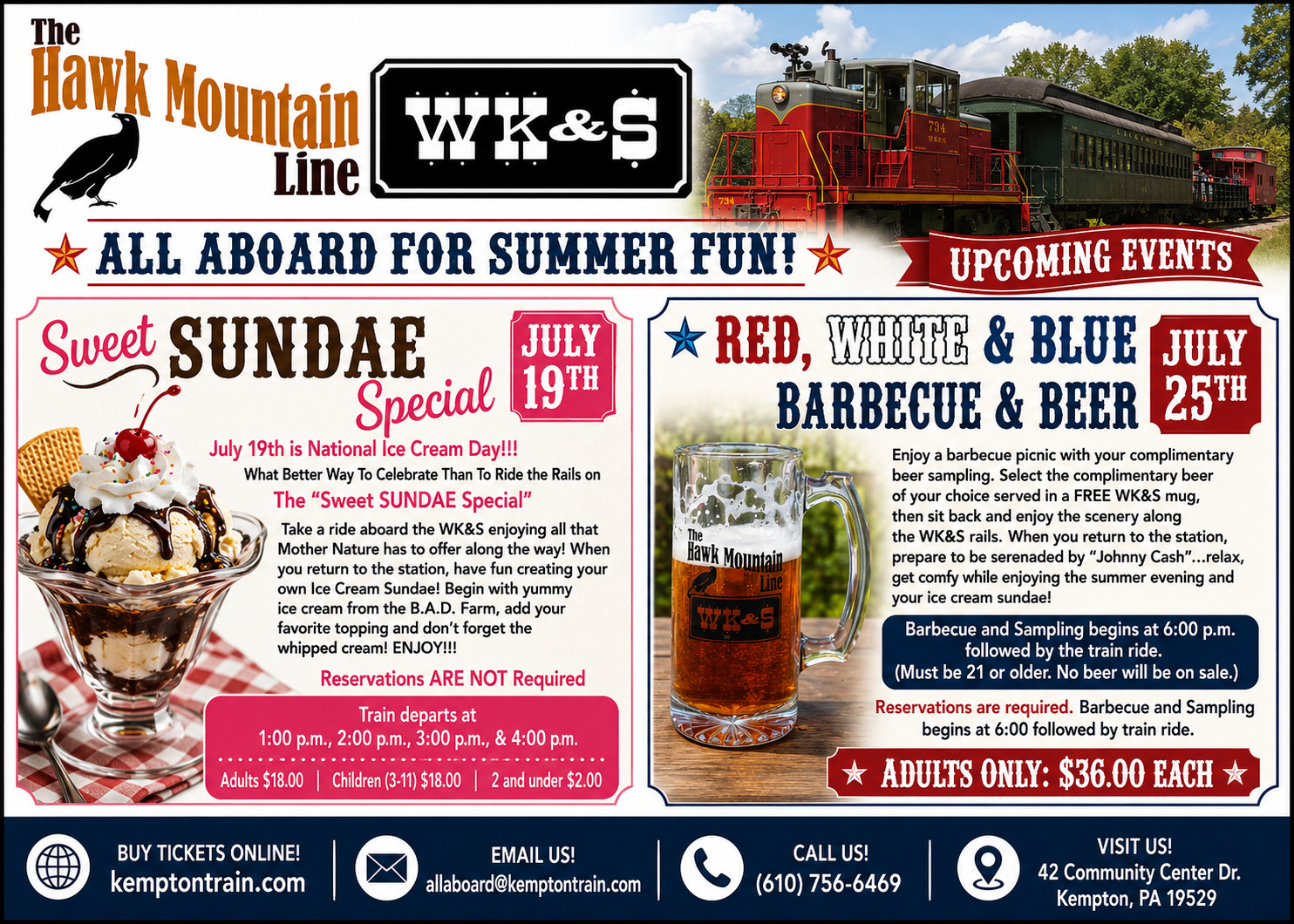 july events sweet sundae special and red white and blue bbq